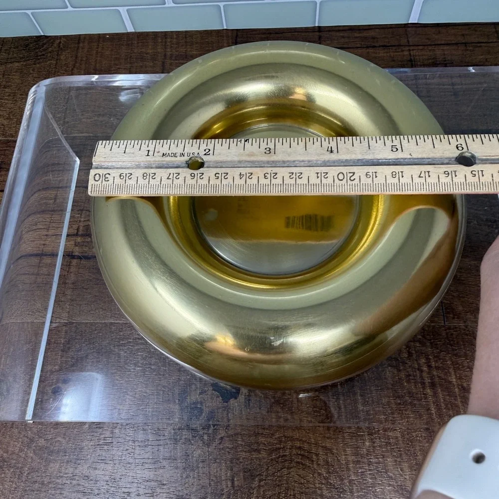 World Market Balloon Gold Pillar Candle Holder – Modern Brass Tone Trinket Dish